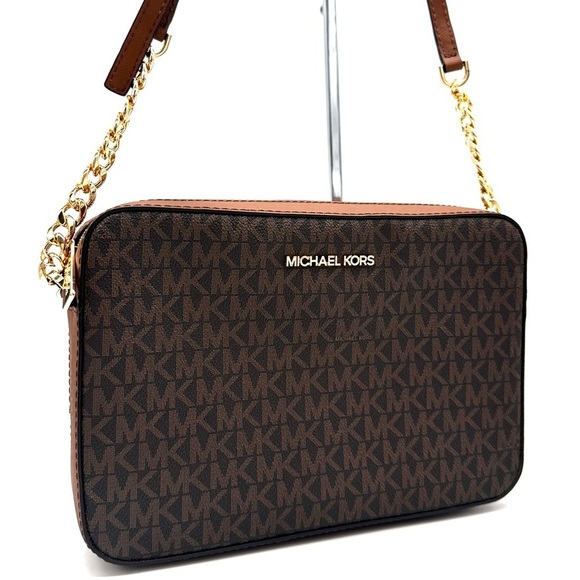 Michael Kors Large EW Crossbody Bag Brown/Gold - Picture 4 of 9